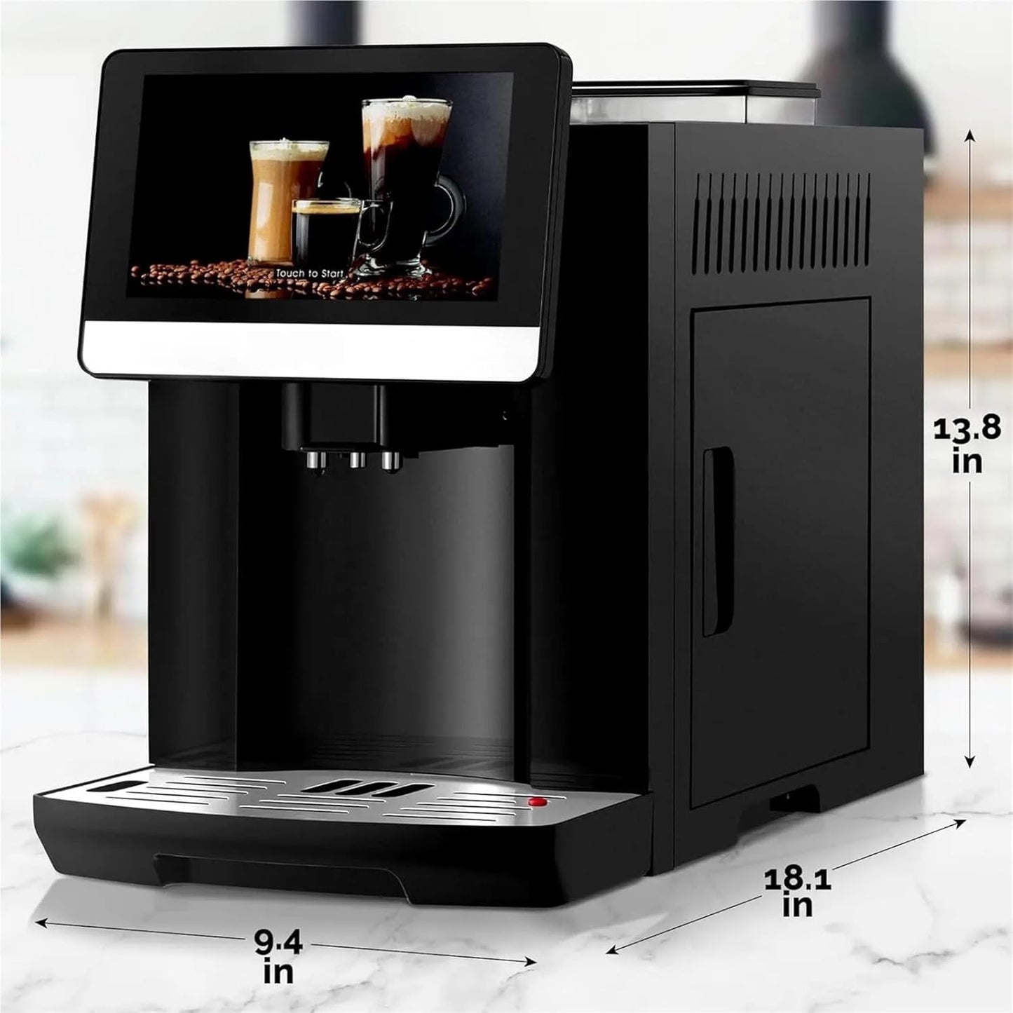 Fully Automatic Espresso Machine With Grinder - 19 Customizable Coffee Options Auto-Cleaning For Easy Maintenance Milk-Foam