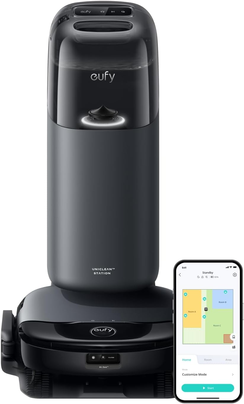 eufy S1 with All-in-One Station, HydroJet System with Roller Mop, Robot Vacuum and Mop Combo, Incredible Suction, Obstacle Avoidance, Multi-Level Mapping, Mop Auto-Retraction, Perfect for Pet Hair