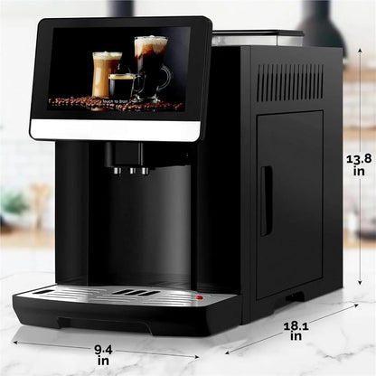 Fully Automatic Espresso Machine With Grinder - 19 Customizable Coffee Options Auto-Cleaning For Easy Maintenance Milk-Foam