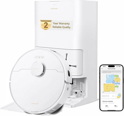 DREAME Govac 401 Robot Vacuum and Mop Combo, 100 Days Self-Emptying Robotic Vacuum, 13,000Pa Suction, Auto Mop Wash & Heat Dry, 10.5mm Auto-Lift Robot Vacuum Cleaner for Pet Hair/Carpet/Hard Floor