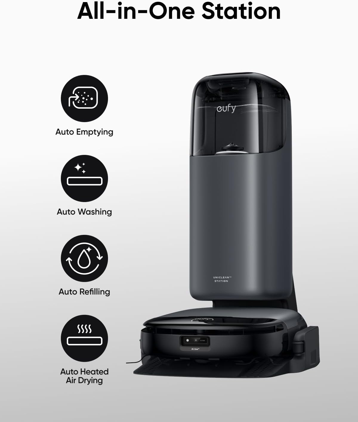 eufy S1 with All-in-One Station, HydroJet System with Roller Mop, Robot Vacuum and Mop Combo, Incredible Suction, Obstacle Avoidance, Multi-Level Mapping, Mop Auto-Retraction, Perfect for Pet Hair