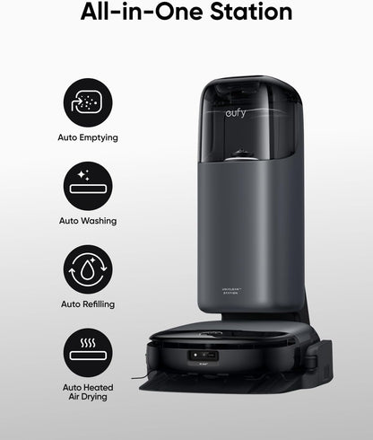eufy S1 with All-in-One Station, HydroJet System with Roller Mop, Robot Vacuum and Mop Combo, Incredible Suction, Obstacle Avoidance, Multi-Level Mapping, Mop Auto-Retraction, Perfect for Pet Hair