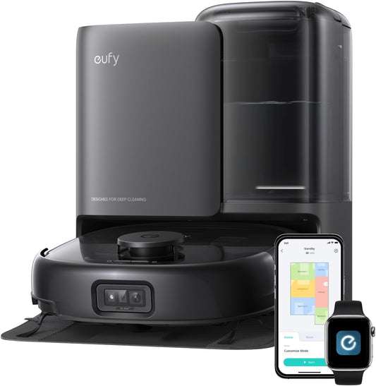 eufy Robot Vacuum E25, 20,000 Pa Suction,HydroJet Always-Clean Roller Mop, All-in-One Robot Vacuum and Mop Combo, Edge-to-Corner Cleaning, Zero-Tangle Design, AI Obstacle Avoidance (Upgraded)