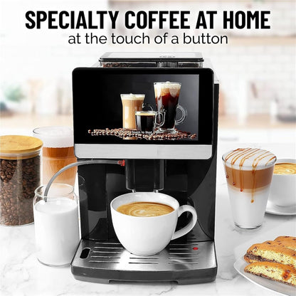 Fully Automatic Espresso Machine With Grinder - 19 Customizable Coffee Options Auto-Cleaning For Easy Maintenance Milk-Foam