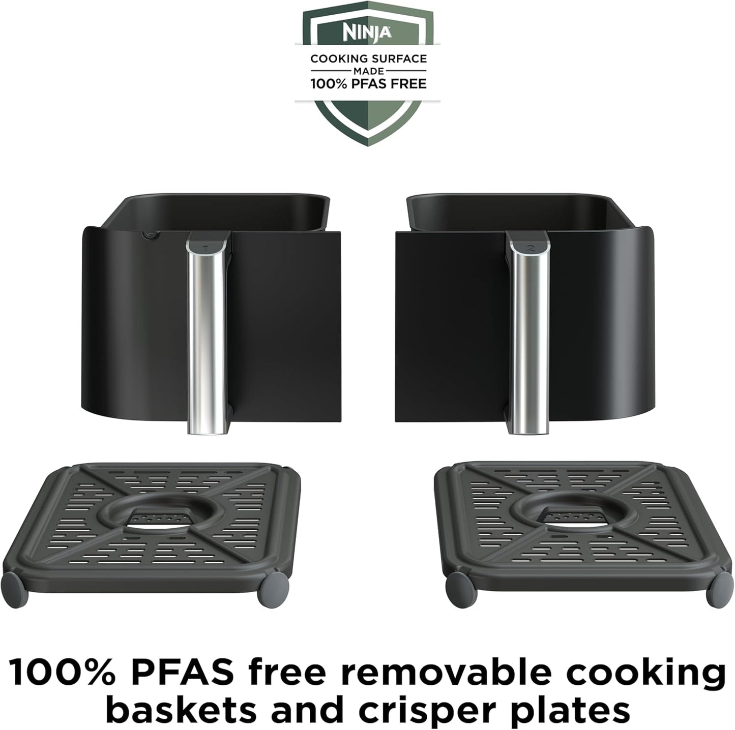 Ninja Foodi Air Fryer w/ Smart Cook Thermometer | 6-in-1 Air Fry, Roast, Bake, Dehydrate & More | DualZone™ Match Cook & Smart Finish, 2 Independent Baskets | XL 10 Qt, Stainless Steel | Black, DZ550