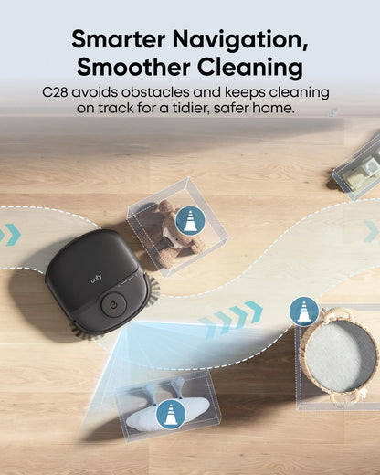 eufy C28 Robot Vacuum and Mop Combo,15,000 Pa Suction, HydroJet Self-Cleaning Roller Mop, Upgraded from X10 Pro, Zero-Tangle Design for Pet Hair, Auto Mop Washing&Drying, Self-Emptying&Refilling