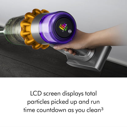 Dyson V15 Detect Plus Cordless Vacuum, Illumination Reveals dust, 240AW, 3 Power Modes, Up to 60 Minutes,² Deep Cleans Hard Floors and Carpets, Detangles pet Hair, Converts to Handheld