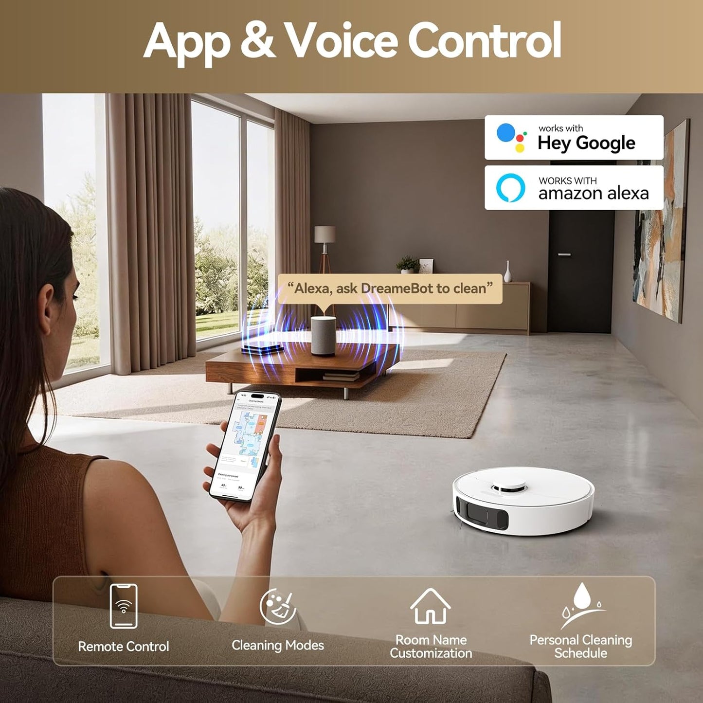 DREAME Govac 401 Robot Vacuum and Mop Combo, 100 Days Self-Emptying Robotic Vacuum, 13,000Pa Suction, Auto Mop Wash & Heat Dry, 10.5mm Auto-Lift Robot Vacuum Cleaner for Pet Hair/Carpet/Hard Floor