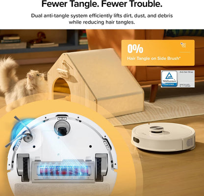 roborock Q7 M5+ Robot Vacuum and Mop, Upgraded from Q5 Max+, Up to 7-9 Weeks Self-Empty, 10000Pa Suction, Dual Anti-Tangle System for Pet Hair & Carpet, PreciSense LiDAR Navigation, App Control, White