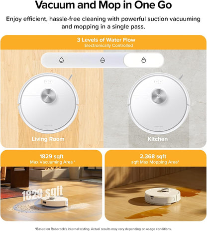 roborock Q7 M5+ Robot Vacuum and Mop, Upgraded from Q5 Max+, Up to 7-9 Weeks Self-Empty, 10000Pa Suction, Dual Anti-Tangle System for Pet Hair & Carpet, PreciSense LiDAR Navigation, App Control, White