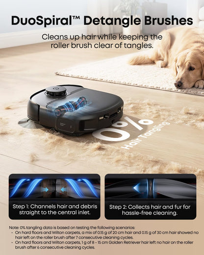 eufy C28 Robot Vacuum and Mop Combo,15,000 Pa Suction, HydroJet Self-Cleaning Roller Mop, Upgraded from X10 Pro, Zero-Tangle Design for Pet Hair, Auto Mop Washing&Drying, Self-Emptying&Refilling