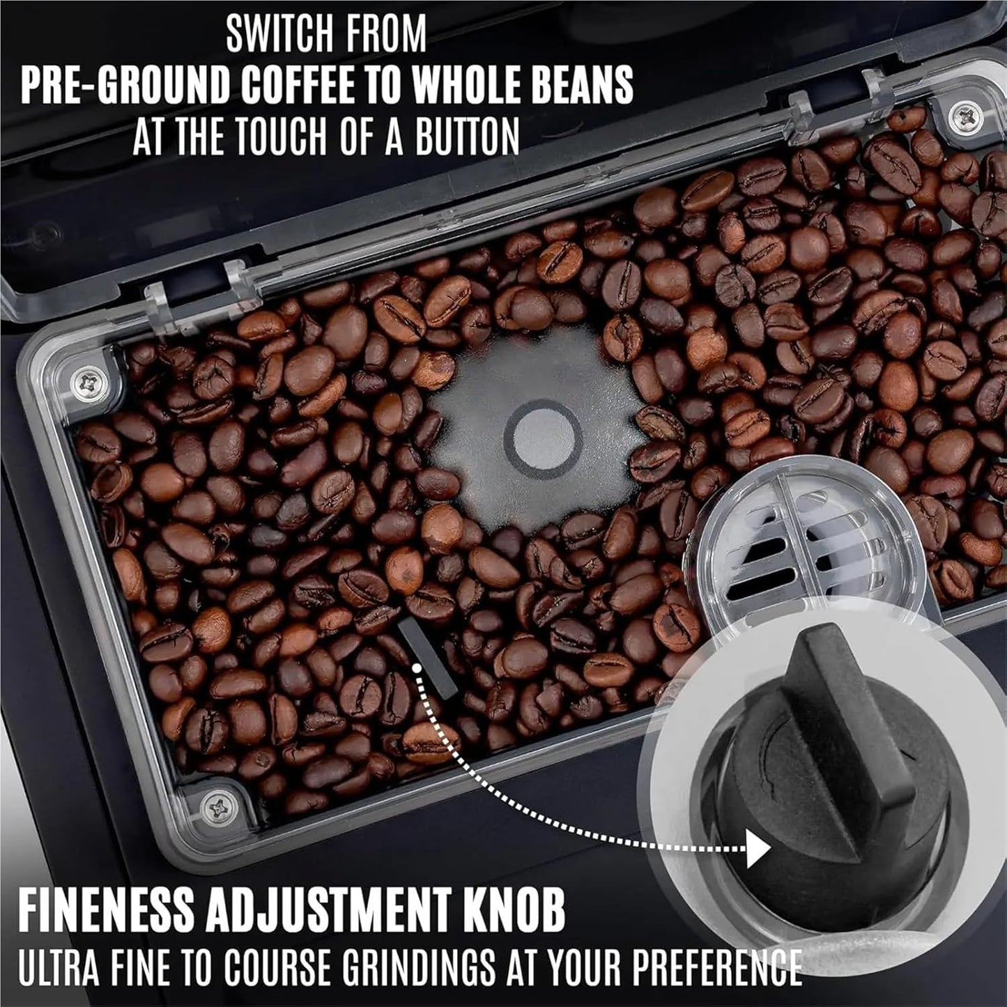 Fully Automatic Espresso Machine With Grinder - 19 Customizable Coffee Options Auto-Cleaning For Easy Maintenance Milk-Foam