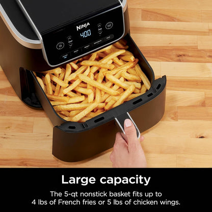 Ninja Air Fryer | 5 QT Capacity fit up to 4lbs of Fries | 5-in-1 Air Fry, Bake, Roast, Reheat, & Dehydrate | 400°F | Air Crisp Technology | 1750 Watts | Nonstick Basket & Crisper Plate | Grey | AF142