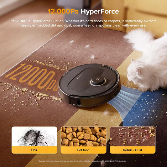 roborock Qrevo S5V Robot Vacuum and Mop, FlexiArm Edge Mopping, 12,000Pa Suction, Dual Zero-Tangle System, Smart Obstacle Avoidance, 10mm Mop Lifting, Auto Mop Washing&Drying, Self-Emptying&Refilling